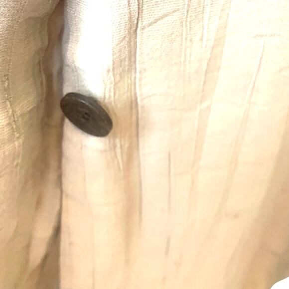 Minimalist Lagenlook Top Button Up Large Tan Jones New York Sheer Long Sleeves - Picture 4 of 8